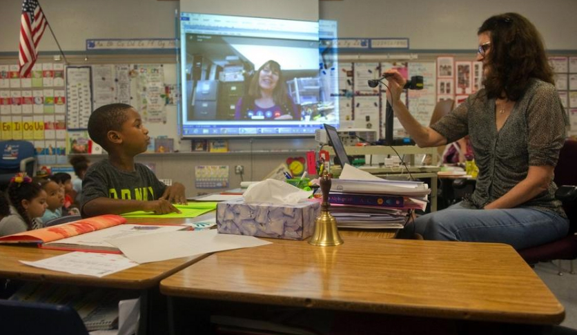 Jean Reagan Skypes with Kennedy First-Graders